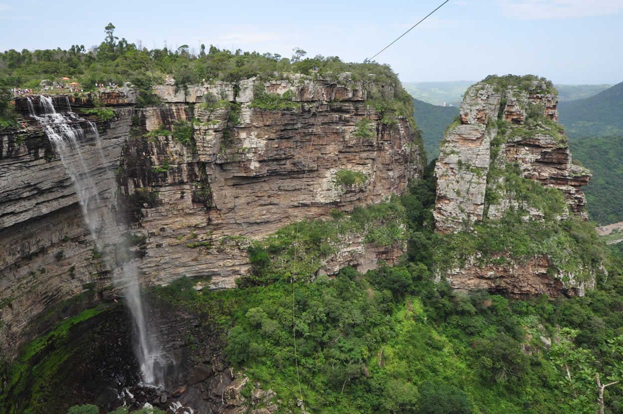 Waterfall and cliffs at Oribi Gorge